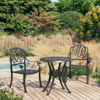  3 Piece Bistro Set Cast Aluminium Black