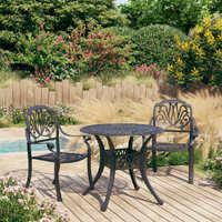  3 Piece Bistro Set Cast Aluminium Black