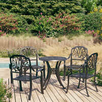  5 Piece Bistro Set Cast Aluminium Black