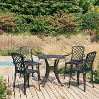  5 Piece Bistro Set Cast Aluminium Black
