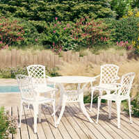  5 Piece Bistro Set Cast Aluminium White