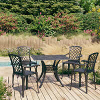  5 Piece Bistro Set Cast Aluminium Black