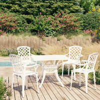  5 Piece Bistro Set Cast Aluminium White