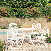  5 Piece Bistro Set Cast Aluminium White