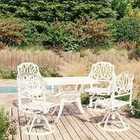  5 Piece Bistro Set Cast Aluminium White