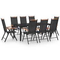  9 Piece Garden Dining Set Aluminium Black