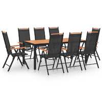  9 Piece Garden Dining Set Aluminium Black
