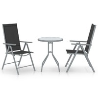  3 Piece Bistro Set Aluminium and Textilene Silver