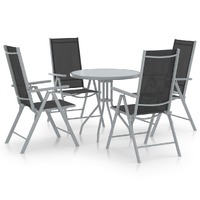  5 Piece Garden Dining Set Aluminium and Textilene Silver