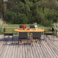  7 Piece Garden Dining Set Poly Rattan Black