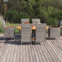  7 Piece Garden Dining Set Poly Rattan Grey