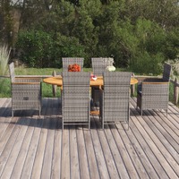  7 Piece Garden Dining Set Poly Rattan Grey
