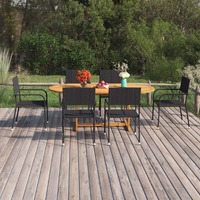  7 Piece Garden Dining Set Poly Rattan Black