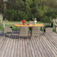  7 Piece Garden Dining Set Poly Rattan Anthracite