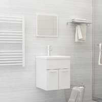  Bathroom Furniture Set High Gloss White Engineered Wood