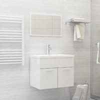  Bathroom Furniture Set High Gloss White Engineered Wood
