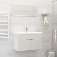  Bathroom Furniture Set High Gloss White Engineered Wood