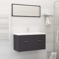  Bathroom Furniture Set Grey Engineered Wood