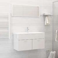  Bathroom Furniture Set High Gloss White Engineered Wood