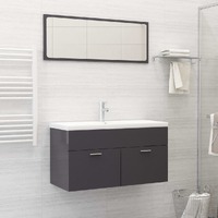  Bathroom Furniture Set High Gloss Grey Engineered Wood