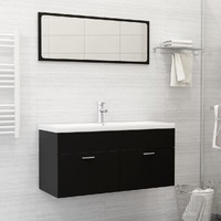  Bathroom Furniture Set Black Engineered Wood