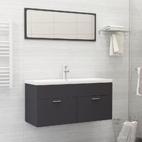  Bathroom Furniture Set Grey Engineered Wood