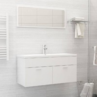  Bathroom Furniture Set High Gloss White Engineered Wood