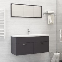  Bathroom Furniture Set High Gloss Grey Engineered Wood