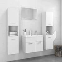  Bathroom Furniture Set White Engineered Wood