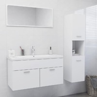  Bathroom Furniture Set White Engineered Wood