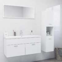  Bathroom Furniture Set White Engineered Wood