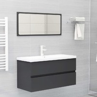  Bathroom Furniture Set Grey Engineered Wood