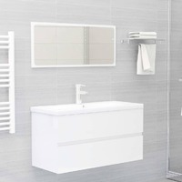  Bathroom Furniture Set High Gloss White Engineered Wood