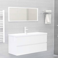  Bathroom Furniture Set High Gloss White Engineered Wood