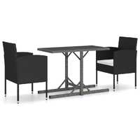  3 Piece Garden Dining Set Poly Rattan Black