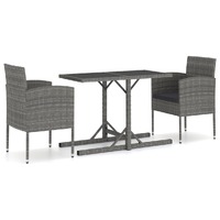  3 Piece Garden Dining Set Poly Rattan Anthracite
