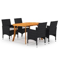  5 Piece Garden Dining Set Black