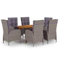  7 Piece Garden Dining Set Grey