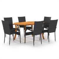  7 Piece Garden Dining Set Black