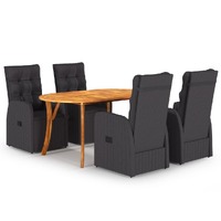  5 Piece Garden Dining Set Black