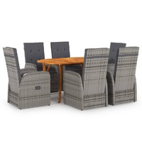  7 Piece Garden Dining Set Grey