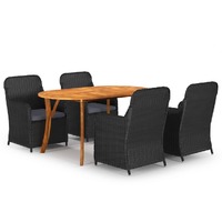  5 Piece Garden Dining Set Black