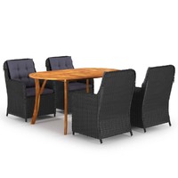  5 Piece Garden Dining Set Black