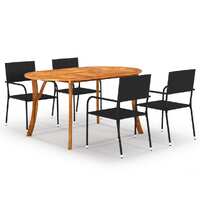  5 Piece Garden Dining Set Black