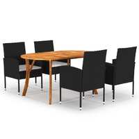  5 Piece Garden Dining Set Black