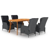  5 Piece Garden Dining Set Dark Grey