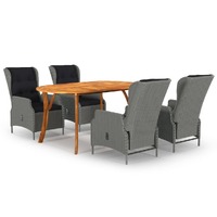 5 Piece Garden Dining Set Light Grey