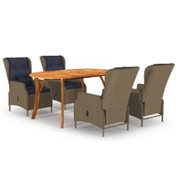  5 Piece Garden Dining Set Brown