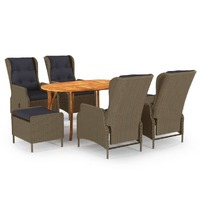  7 Piece Garden Dining Set Brown