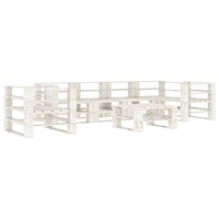  7 Piece Garden Pallet Lounge Set Wood White